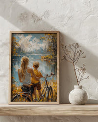 Italian Lake Wall Decor, Mother and Son Print - Gift for Mom