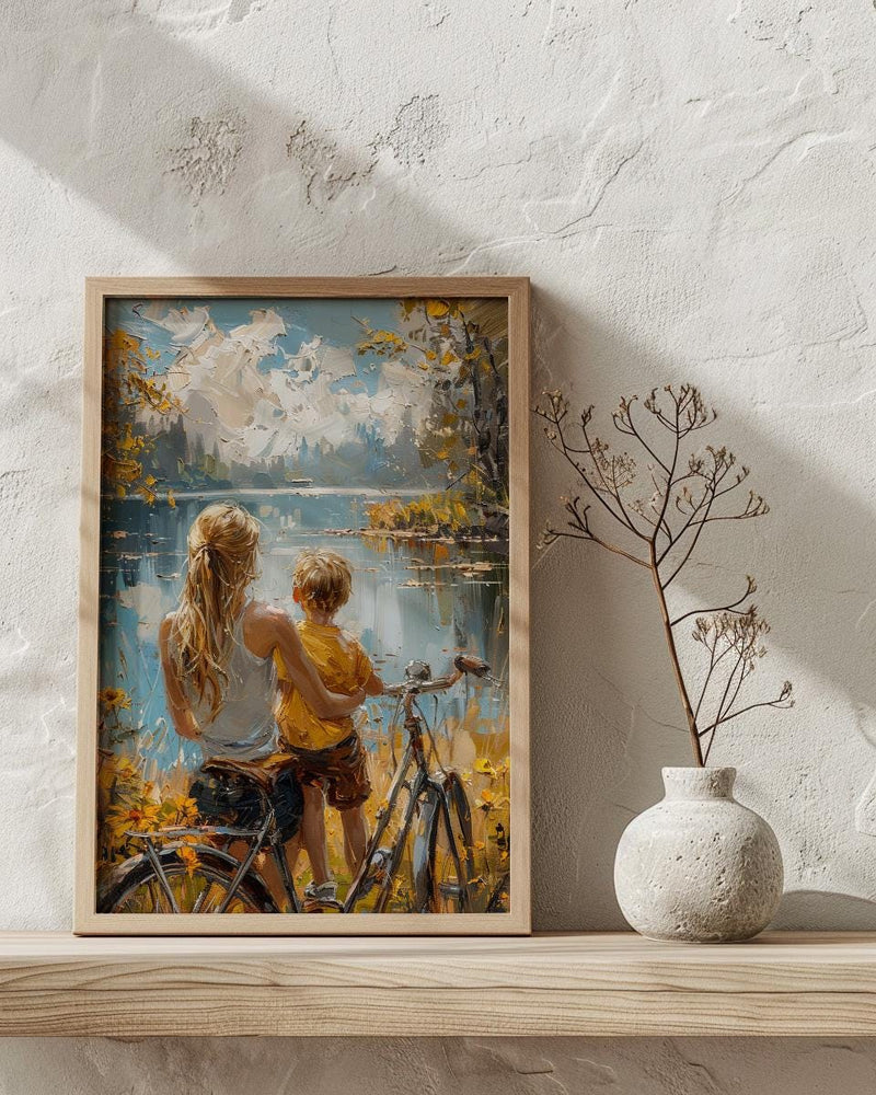 Italian Lake Wall Decor, Mother and Son Print - Gift for Mom