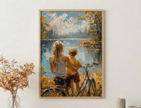 Italian Lake Wall Decor, Mother and Son Print - Gift for Mom