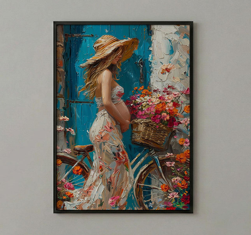 European Village Wall Art, Pregnant Mom Decor - New Mom Gift