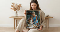 Vintage Kitchen Poster, Mom Daughter Art Print - Gift for Mom