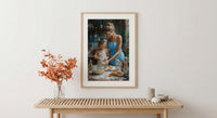 Vintage Kitchen Poster, Mom Daughter Art Print - Gift for Mom