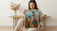 Wildflower Cottage Art Print, Mother Child Poster - Mother's Day Gift