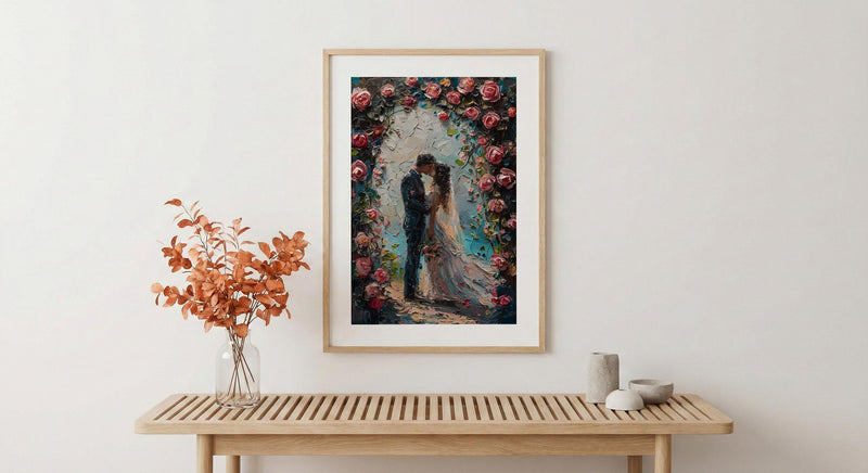 Wedding Arch Art Print, Floral Couple Decor - Master Bedroom Art