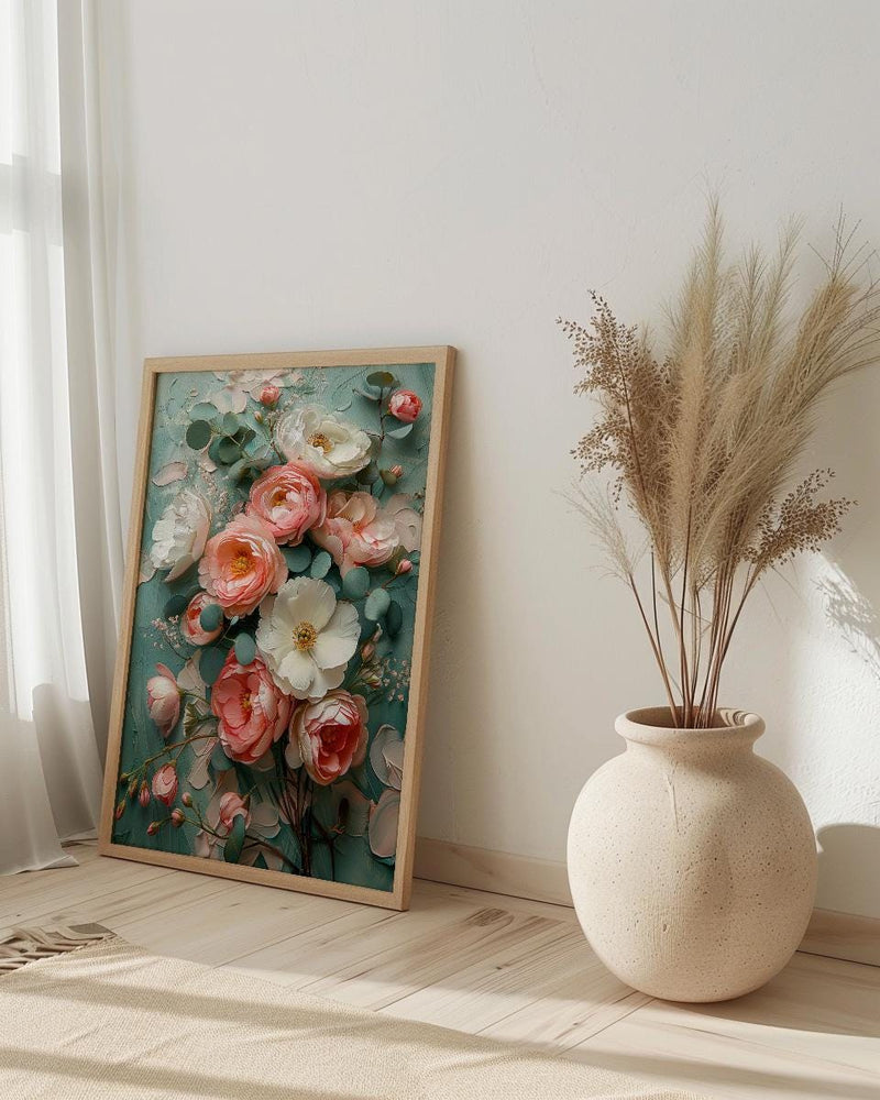 Wedding Bouquet Poster, Impasto Floral Art Print - Bride to Be Gift
