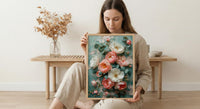 Wedding Bouquet Poster, Impasto Floral Art Print - Bride to Be Gift