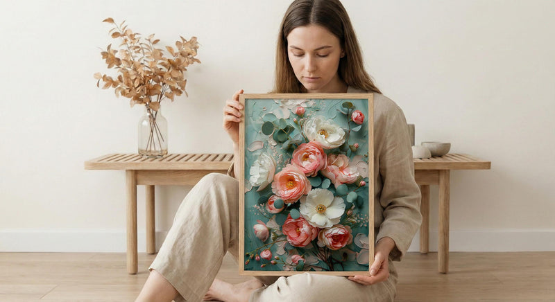 Wedding Bouquet Poster, Impasto Floral Art Print - Bride to Be Gift