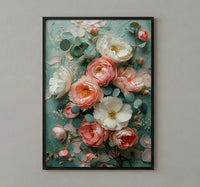 Wedding Bouquet Poster, Impasto Floral Art Print - Bride to Be Gift