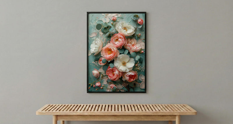 Wedding Bouquet Poster, Impasto Floral Art Print - Bride to Be Gift