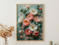 Wedding Bouquet Poster, Impasto Floral Art Print - Bride to Be Gift