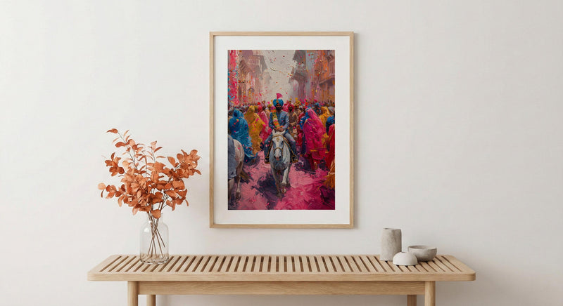 Baraat Procession Art, Indian Wedding Decor - Desi Wedding Gift