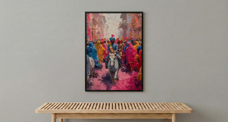 Baraat Procession Art, Indian Wedding Decor - Desi Wedding Gift
