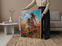 Poppy Field Wall Art, Mom Daughter Print - Mother's Day Gift