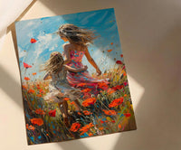 Poppy Field Wall Art, Mom Daughter Print - Mother's Day Gift