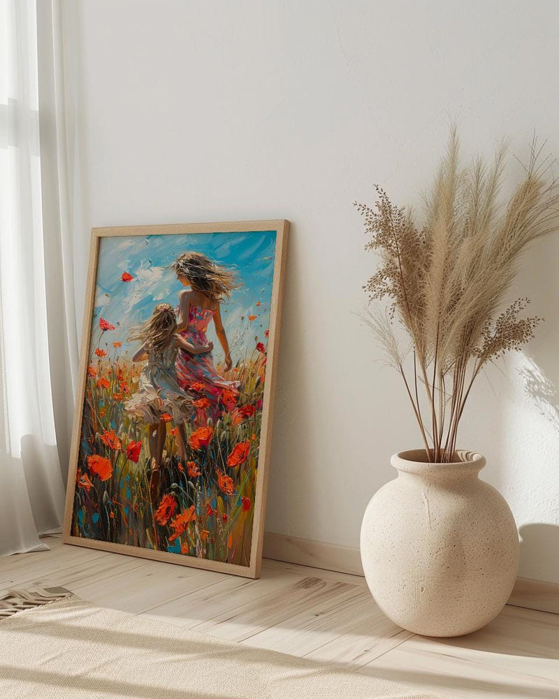 Poppy Field Wall Art, Mom Daughter Print - Mother's Day Gift