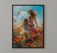 Poppy Field Wall Art, Mom Daughter Print - Mother's Day Gift