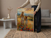 Tuscan Vineyard Print, Mom Daughter Poster - Thick Oil Painting Style