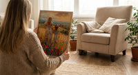 Tuscan Vineyard Print, Mom Daughter Poster - Thick Oil Painting Style