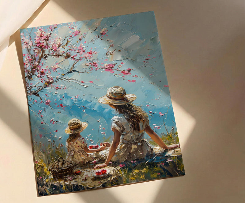 Apple Orchard Art Print, Mom Child Poster - Mother's Day Gift