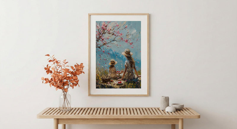 Apple Orchard Art Print, Mom Child Poster - Mother's Day Gift