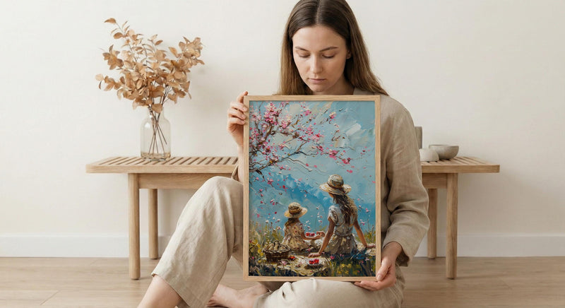 Apple Orchard Art Print, Mom Child Poster - Mother's Day Gift