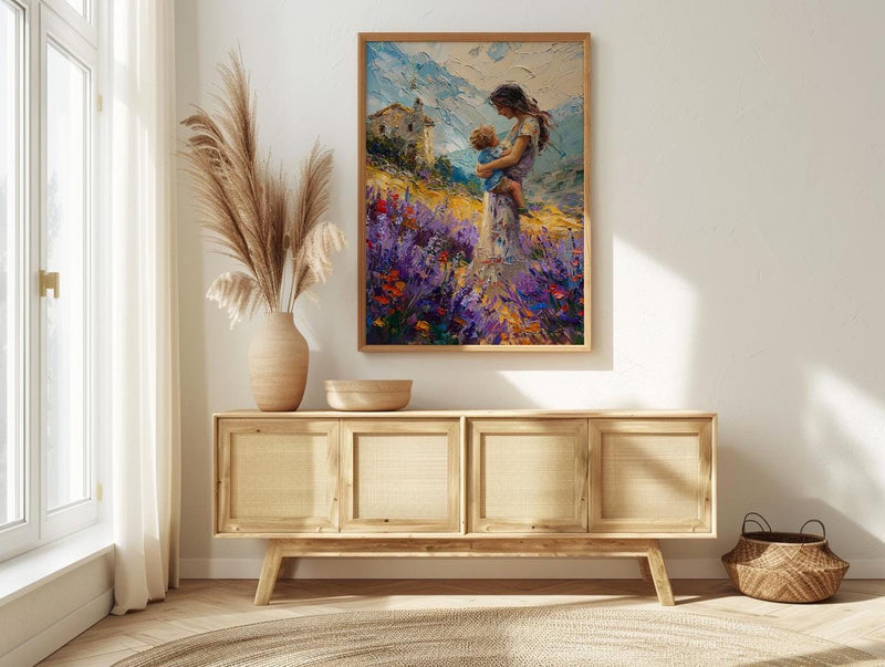 Lavender Field Wall Art, Mother Son Print - Gift for Mom