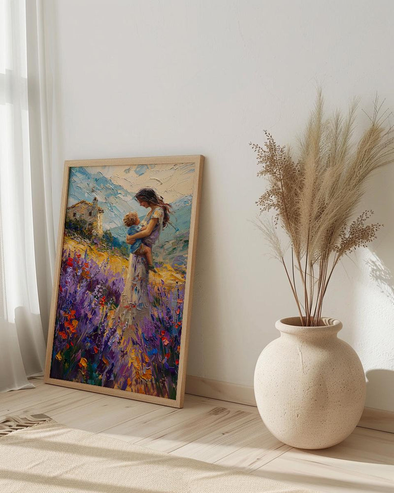 Lavender Field Wall Art, Mother Son Print - Gift for Mom