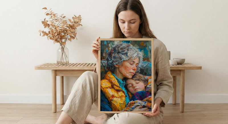 Motherhood Bond Poster, Grandma Mom Print - Mother's Day Gift