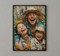 Family Garden Art Print, Generations Poster - Textured Impasto Oil Painting