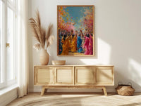 Haldi Festival Art, Indian Holi Decor - Joyful Newlywed Gift