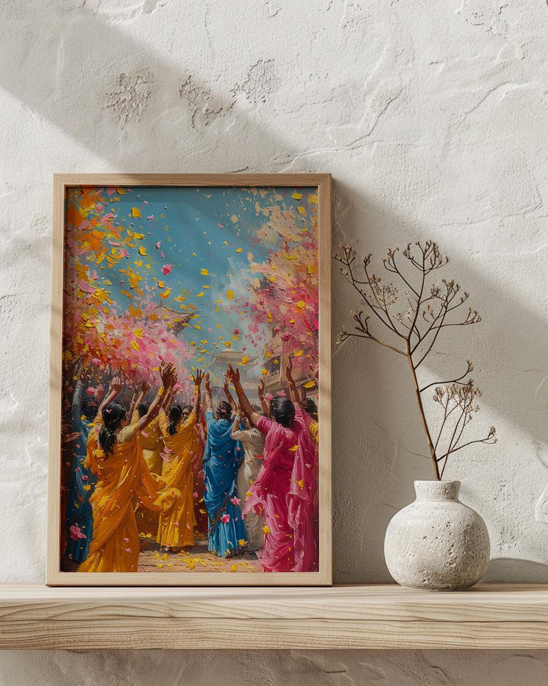 Haldi Festival Art, Indian Holi Decor - Joyful Newlywed Gift