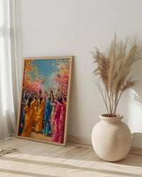 Haldi Festival Art, Indian Holi Decor - Joyful Newlywed Gift