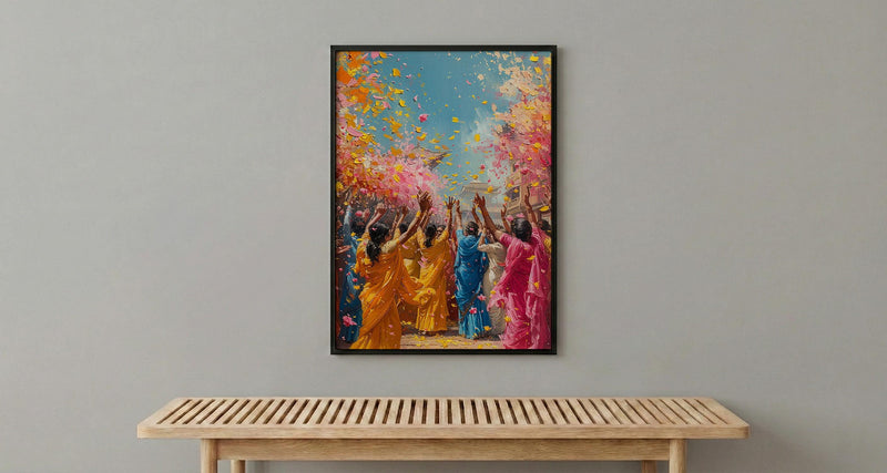 Haldi Festival Art, Indian Holi Decor - Joyful Newlywed Gift