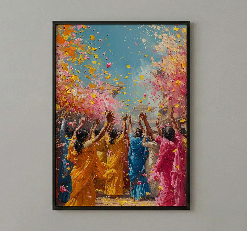 Haldi Festival Art, Indian Holi Decor - Joyful Newlywed Gift