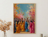 Haldi Festival Art, Indian Holi Decor - Joyful Newlywed Gift