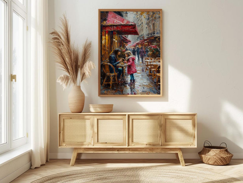 Paris Cafe Art Print, Mom Daughter Decor - Mother's Day Gift