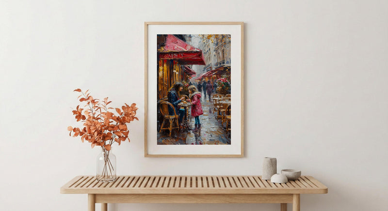 Paris Cafe Art Print, Mom Daughter Decor - Mother's Day Gift