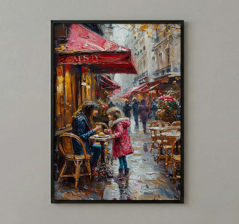 Paris Cafe Art Print, Mom Daughter Decor - Mother's Day Gift