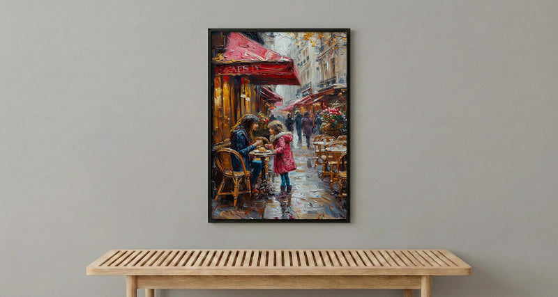 Paris Cafe Art Print, Mom Daughter Decor - Mother's Day Gift