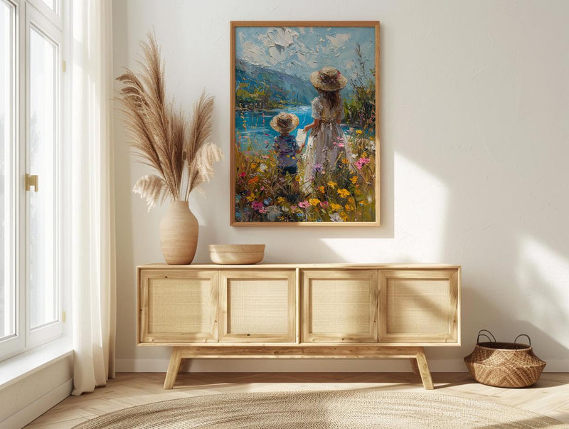 French Countryside Wall Decor, Mother Child Print - Gift for Mom