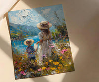 French Countryside Wall Decor, Mother Child Print - Gift for Mom