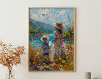 French Countryside Wall Decor, Mother Child Print - Gift for Mom