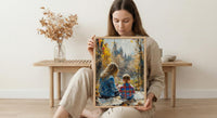 Park Sketching Art Print, Mother Child Poster - Mother's Day Gift