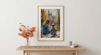 Park Sketching Art Print, Mother Child Poster - Mother's Day Gift