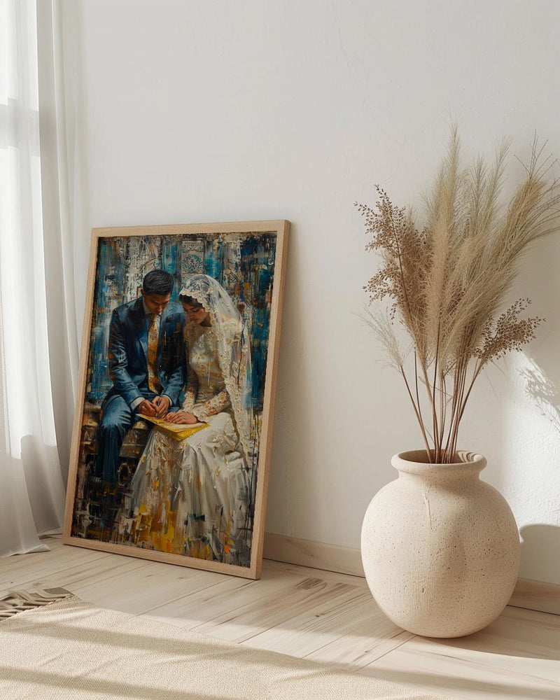 Nikkah Ceremony Art, Islamic Wedding Decor - Muslim Couple Gift