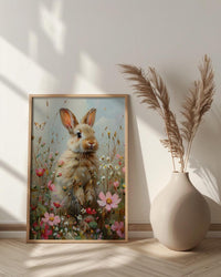 Baby Bunny Nursery Art Print, Spring Wildflower Decor - Baby Shower Gift