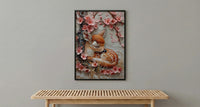Sleeping Fawn Nursery Wall Art, Pink Sakura Spring Decor - Kids Room Decor