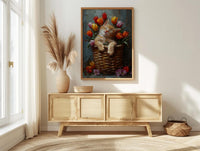Sleeping Kitten Nursery Wall Art, Spring Tulip Print - Playroom Decor