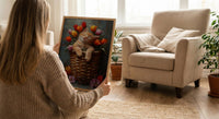 Sleeping Kitten Nursery Wall Art, Spring Tulip Print - Playroom Decor