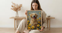 Puppy Daffodil Nursery Art Print, Spring Golden Retriever - Baby Shower Gift